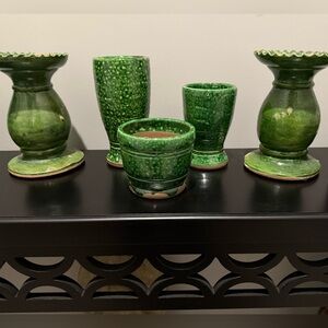 New Pottery Barn Hunter Collection Hand Thrown and Hand Crafted Cachepot, Green